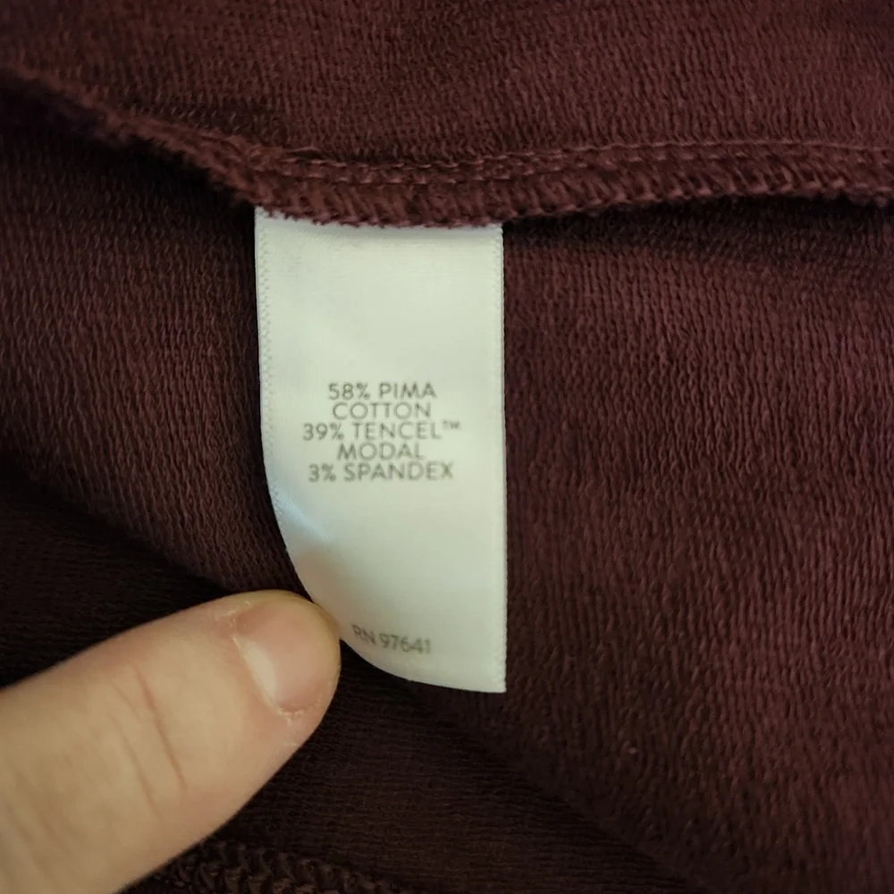 Pure Jill J. Jill Burgundy Plum Pima Cotton Blend Dress with pockets, sz 2 - Picture 7 of 8